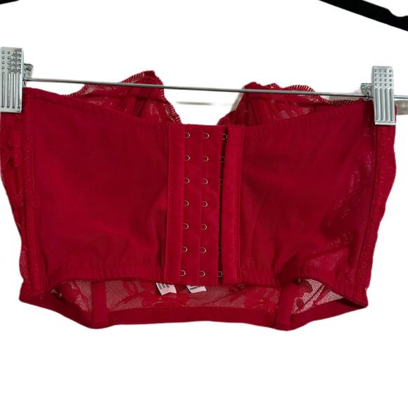 Victoria's Secret Dream Angels Long Line Strapless Corset Lace Bra Red 32DD - Picture 5 of 7